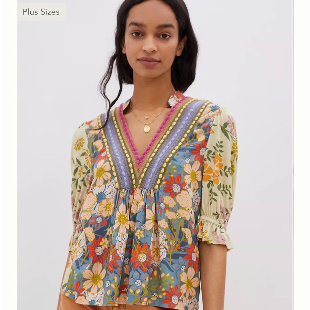 Anthropologie Floral Multicolor Blouse